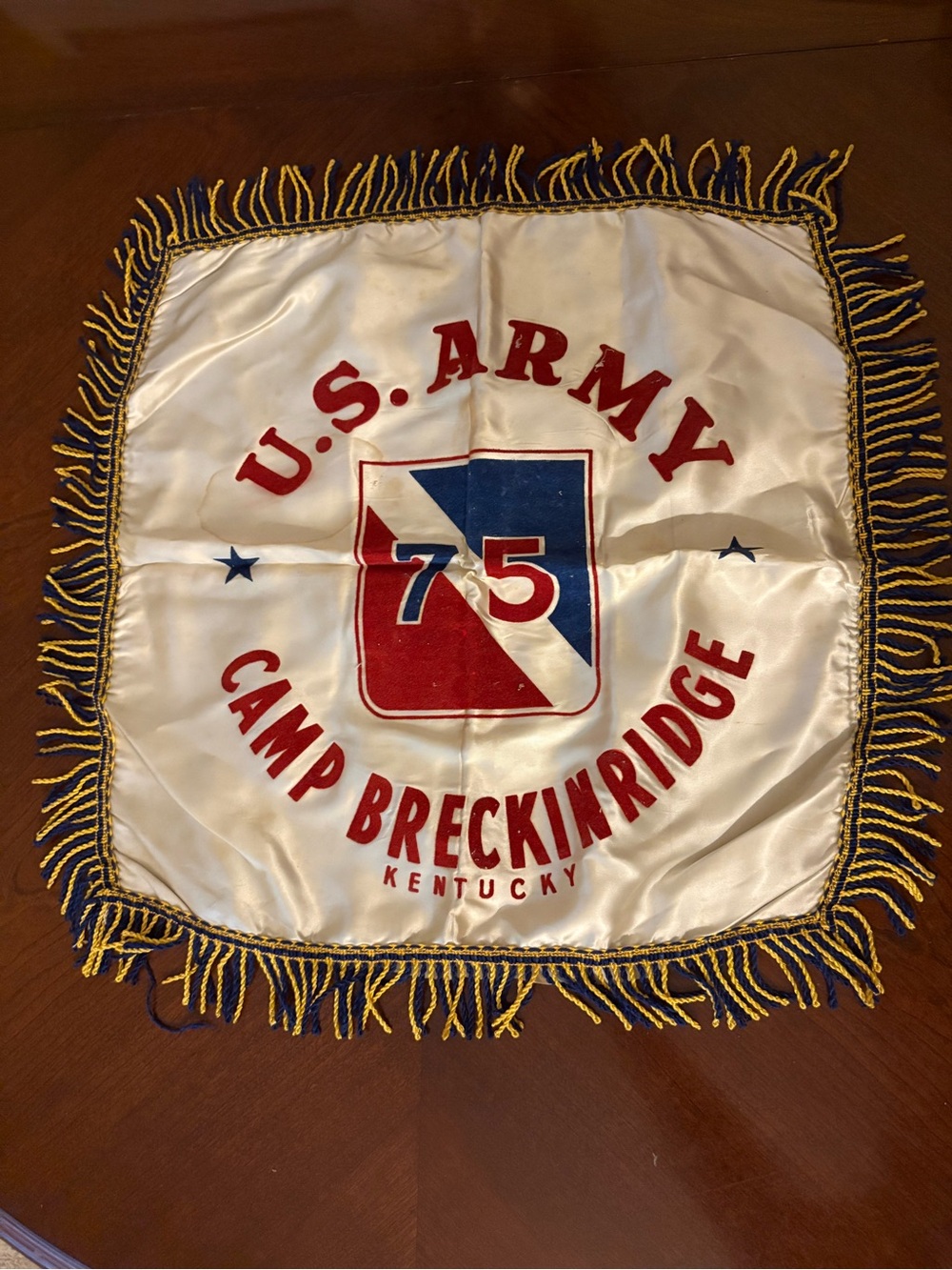 U.S. Army Camp Breckinridge 75 Satin Fringe Pillow Cover